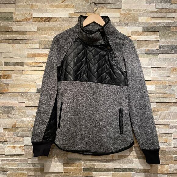 Abercrombie & Fitch Sherpa Pullover | Faux Leather Quilted Snap Fleece Top NWOT - Picture 9 of 9